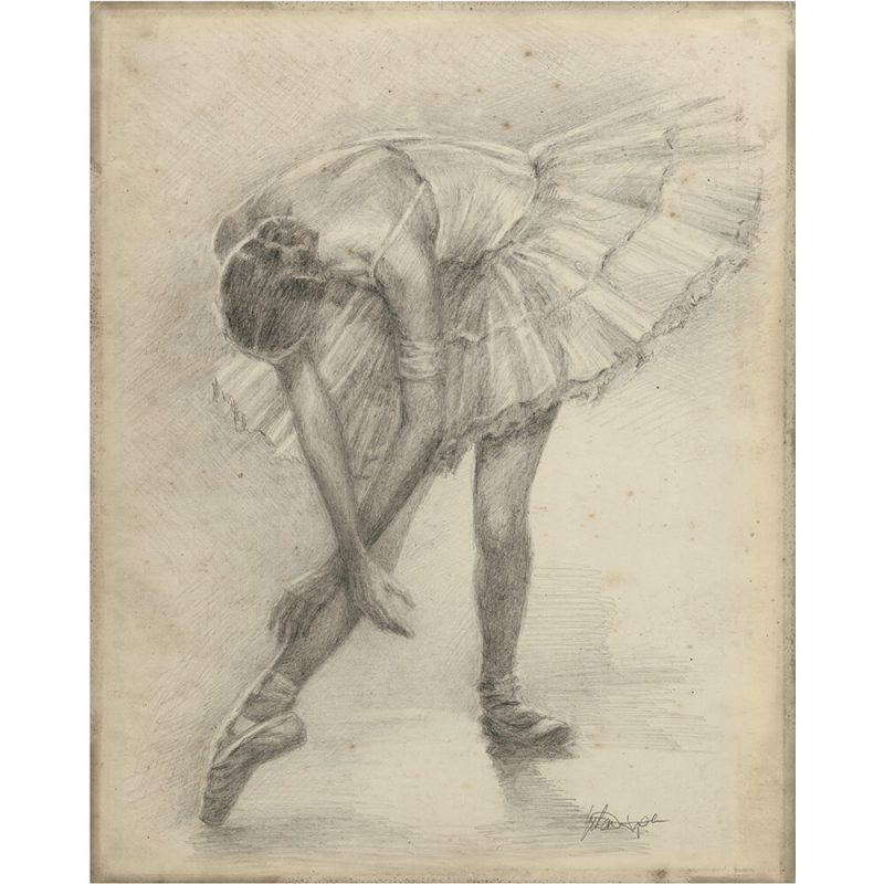 SG1553 antique ballerina study II sketch pencil still life dancer tutu