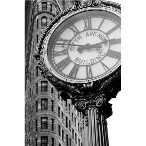 SG1573 city details III clock fifth avenue clock building town black and white