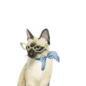 SG1586 cool cat II cat feline lady glasses scarf 1950s illustration