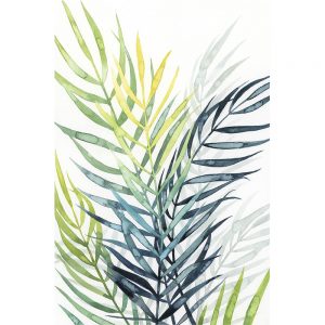 SG1605 sunset palm ii floral fern leaves nature wild green forest illustration botanical trees green purple blue watercolour