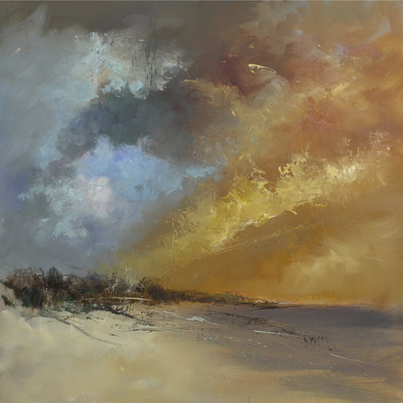 SG1614 sun blaze abstract sea ocean beach seaside landscape paint gold blue oil paint shore