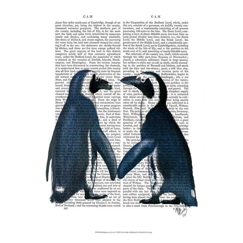 SG1620 penguins in love animal text writing book novel typography
