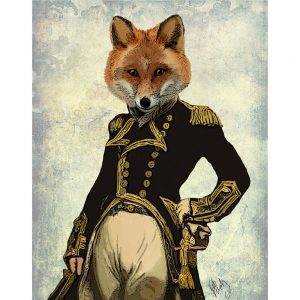 SG1624 fox red uniform navy soldier napolian victorian quirky texture illustration