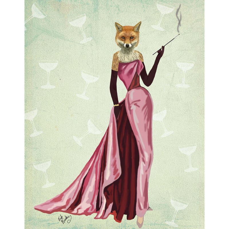 SG1625 fox game pink classy quirky madona illustration