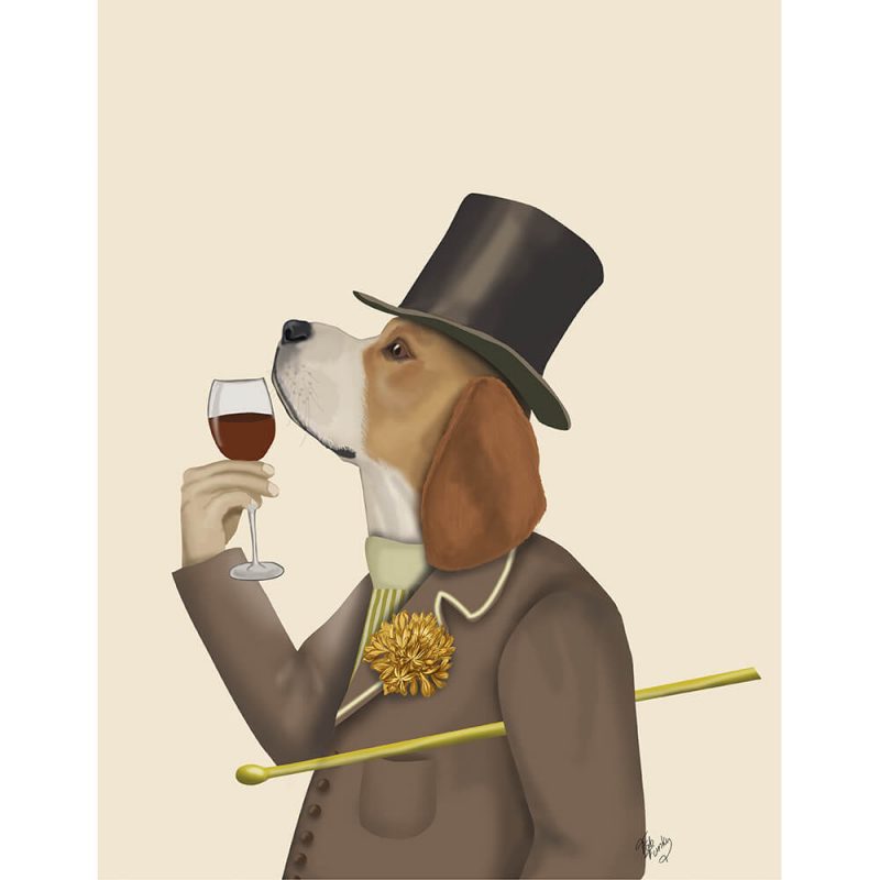 SG1629 beagle wine snob hound dog quirky whimsical animals