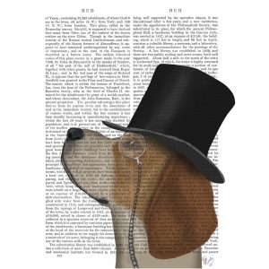 SG1640 beagle formal hound schnauzer dog top hat monocle watercolour novel type writing typography funny whimsical