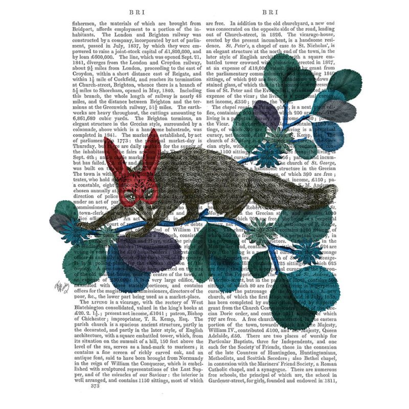 SG1648 fox red nature animal wild flora floral botanical writing novel book typography butterflies mask