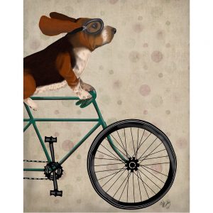 SG1650 basset hound on bicycle dog whimsical quirky painted illustration bike