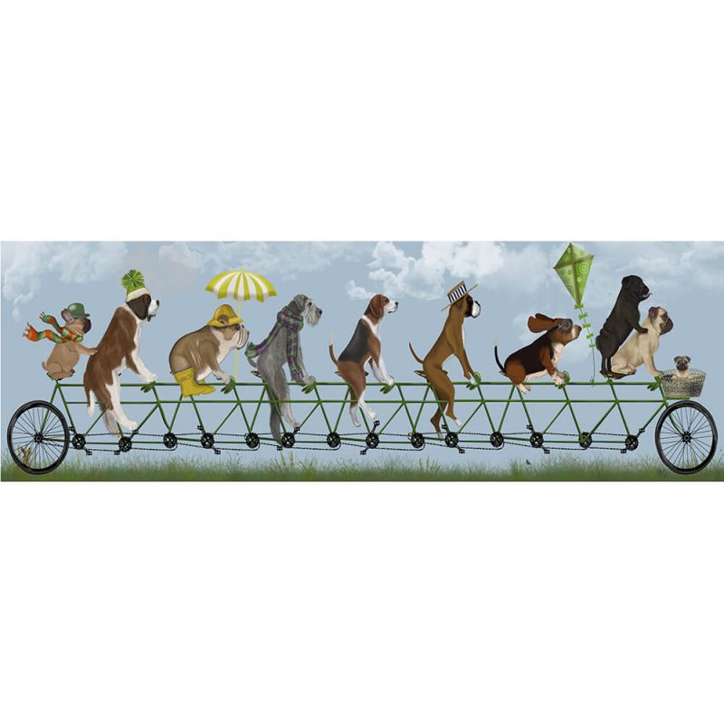 SG1659 mutley crew on tandem dogs whimsical quirky painted illustration bike bicycle