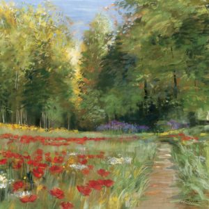 SG1674 global field meadow nature trees flowers path walkway park woodland forest painting