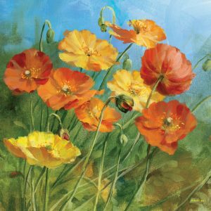 SG1679 flowers floral green grass yellow orange blue paint painting
