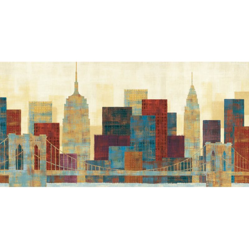 SG1680 city skyline cityscape buildings abstract architecture bridge brooklyn distressed paint