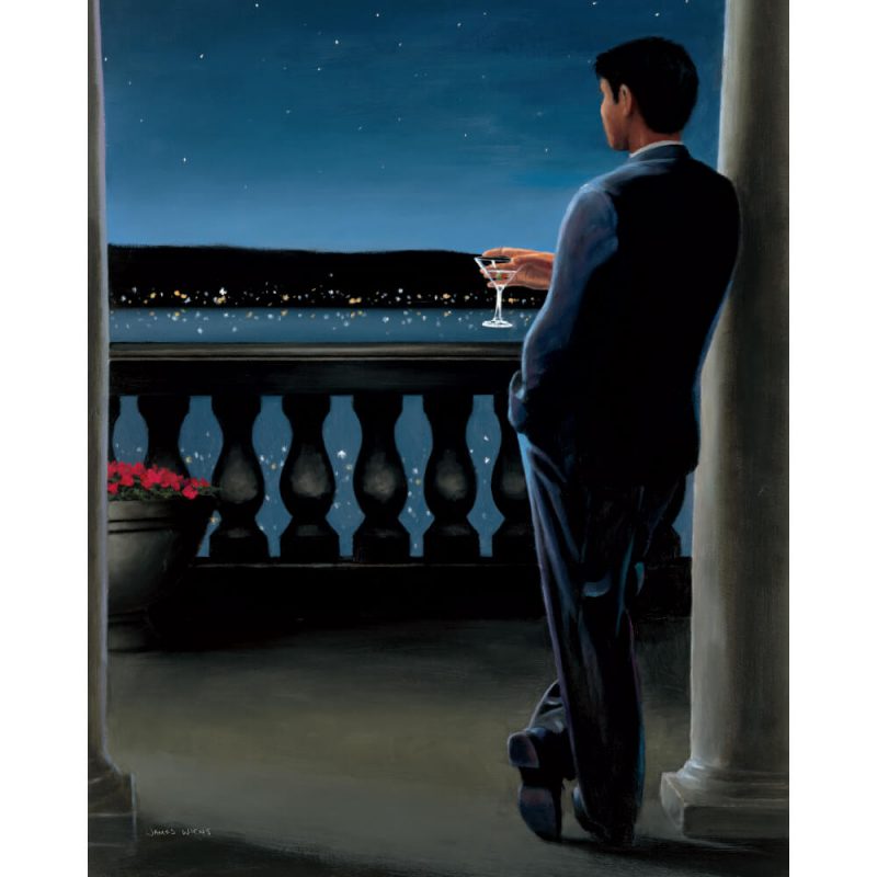 SG1687 man men boy male suit drink blacony night sky classic formal paint painting