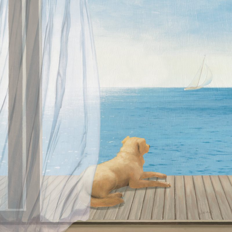 SG1690 dogs golden sea seacape holiday ocean water sail boat labrador paint painting