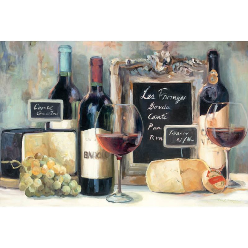SG1691 wine cheese glass grapes bar resteraunt paint painting