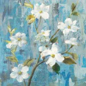 SG1694 white floral flowers branch leaves leaf contemporary paint painting
