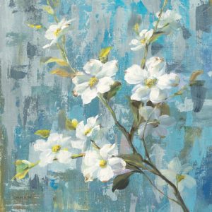 SG1695 white floral flowers branch leaves leaf contemporary paint painting