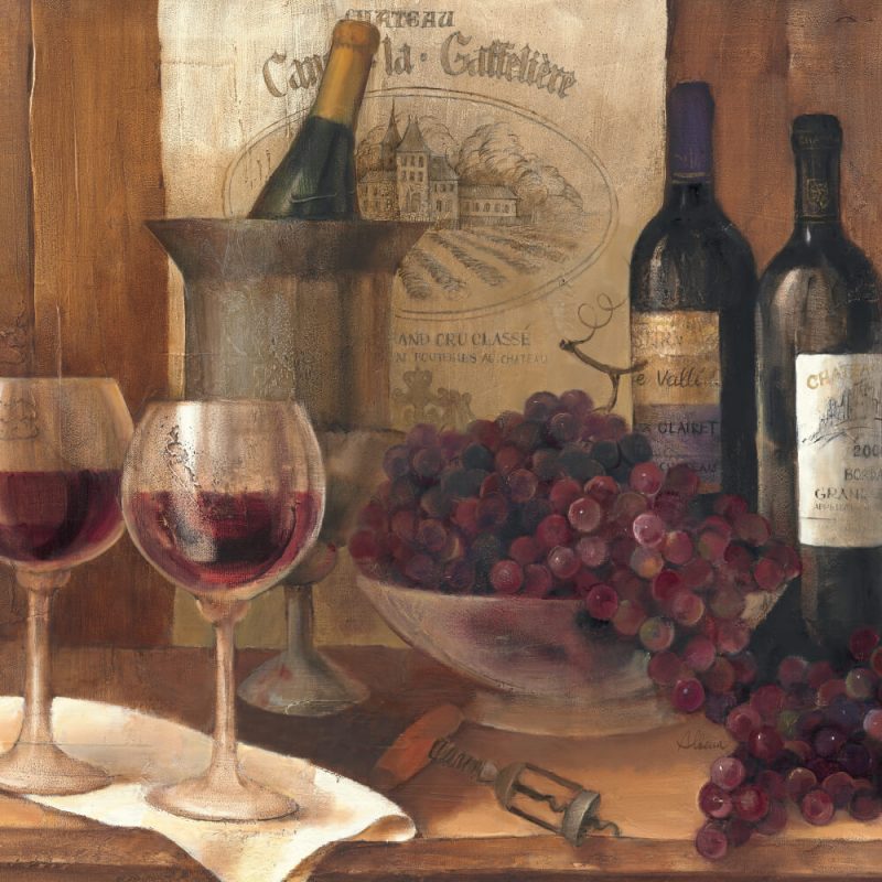 SG1696 wine bar restraunt bottle glass grape grapes champagne french france painting