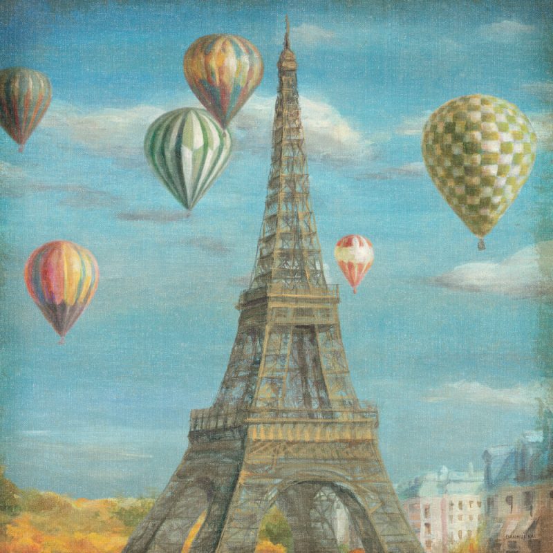 SG1697 france french paris city hot air balloon balloons scene paint painting