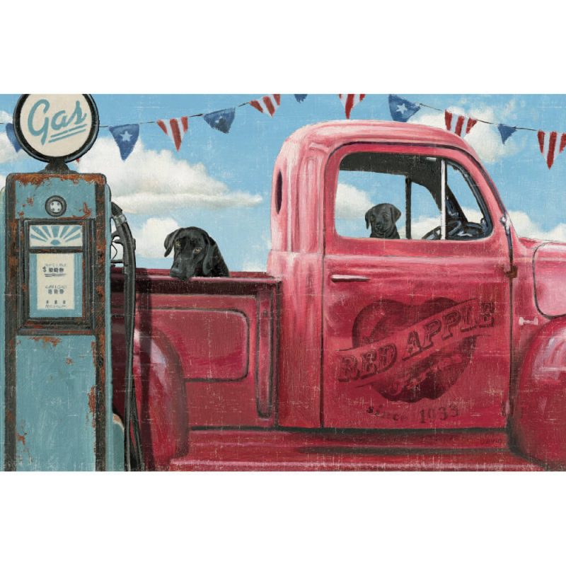 SG1714 labrador dog dogs truck car fuel trip road painting