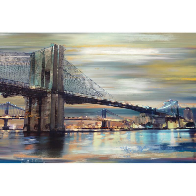 SG1792 brooklyn bridge sea river blue abstract fineart yellow grey water