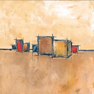 SG021 buildings village abstract contemporary sketch orange yellow red