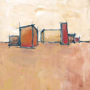 SG022 buildings village abstract contemporary sketch orange yellow red