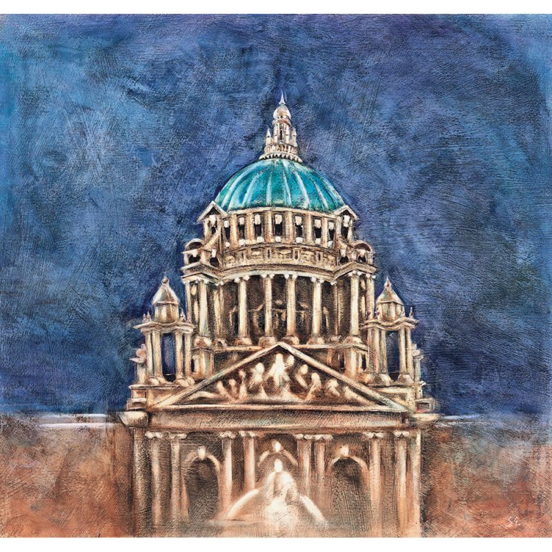 SG048 belfast city hall ireland northern building architecture night drawing