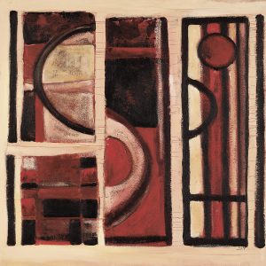 SG075 circles square contemporary abstract paint painting red brown black cream