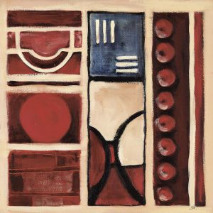 SG076 circles square contemporary abstract paint painting red brown black cream blue