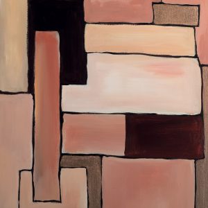 SG132 contemporary abstract pink red maroon squares rectangles cubism