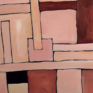 SG134 contemporary abstract pink red maroon squares rectangles cubism