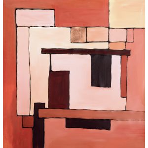 SG137 contemporary abstract paint painting pink red maroon square squares rectangles rectangle cubism