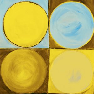 SG163A contemporary abstract yellow blue square squares circles shapes