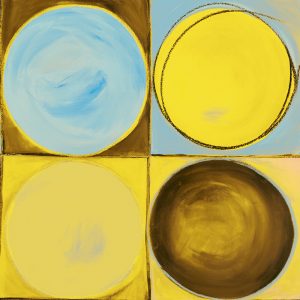 SG163B contemporary abstract yellow blue square squares circles shapes