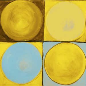 SG163C contemporary abstract yellow blue square squares circles shapes