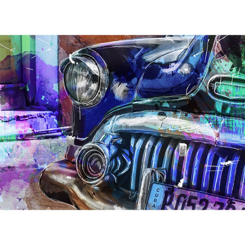 SG1837 vw volkswagen beetle bug car cars vibrant sketch illustration abstract watercolour painting colour splash