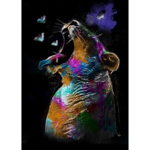 SG1846 lion lioness ywan butterfly butterflies insects color colour splash vibrant colourful graphic illustration