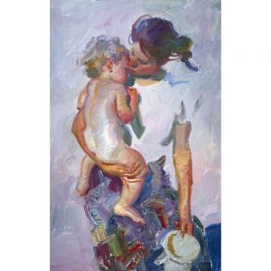 SG1857 woman women girl female mother child baby holding holiday beach summer paint painting