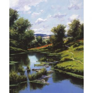 SG1860 meadow river field pond lake floral flowers trees flower wild nature landscapes painting