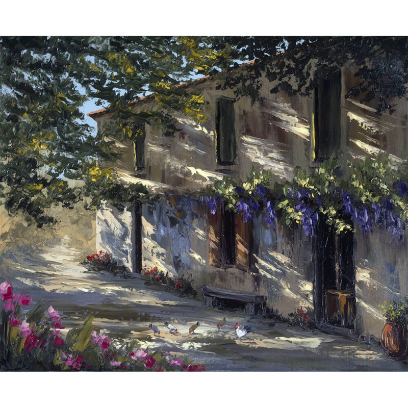 SG1863 buildings architecture trees flowers floral painting