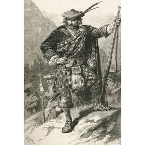 SG1941 costume gun hat highland chieftan kilt male mountains pose scottish sporran standing tartan traditional