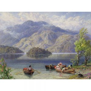 SG1950 boating day trip excursion highlands holiday lake landscape mountain rowing boat scottish victorian watercolour