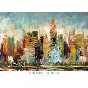 SG1959 abstract contemporary paint painting vibarant sketch illustrative skyline city cityscape colourful bright