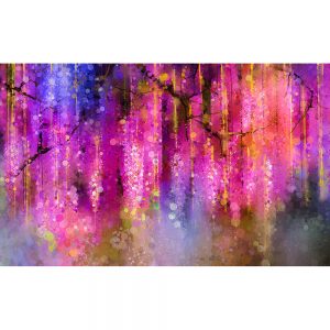 SG2040 abstract art violet red yellow colour flowers watercolour painting spring purple wisteria blossom