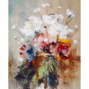 SG2043 art abstract bouquet white red flowers