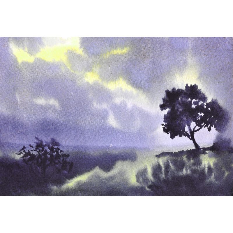 SG2135 watercolour landscape sky trees