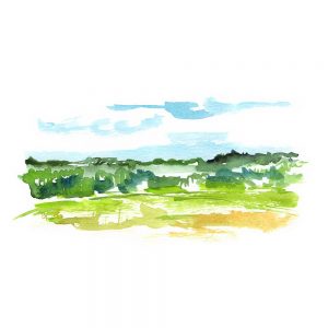 SG2138 abstract landscape sky fields watercolor