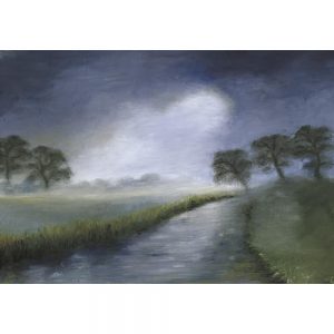 SG217 river meadow stream field forest landscapes blue dusk night sunset