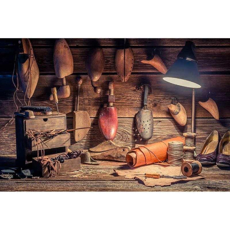 SG2229 vintage cobbler workshop tools shoes laces leather